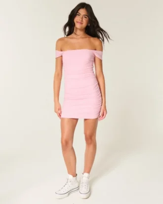 Mesh Omuzsuz Bodycon Elbise Mesh Omuzsuz Bodycon Elbise