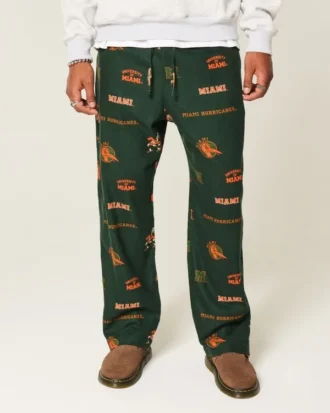 Miami Üniversitesi Hurricanes Grafik Flanel Pantolon