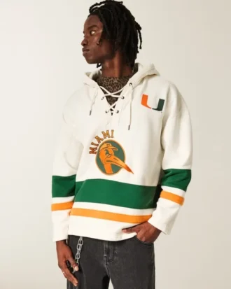 Miami Üniversitesi Hurricanes Grafik Hokey Forması Kapüşonlu Sweatshirt Miami Üniversitesi Hurricanes Grafik Hokey Forması Kapüşonlu Sweatshirt