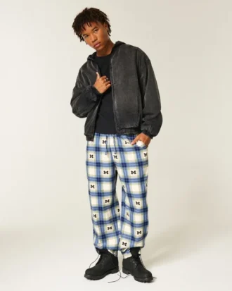 Michigan Üniversitesi Wolverines Grafik Flanel Pantolon