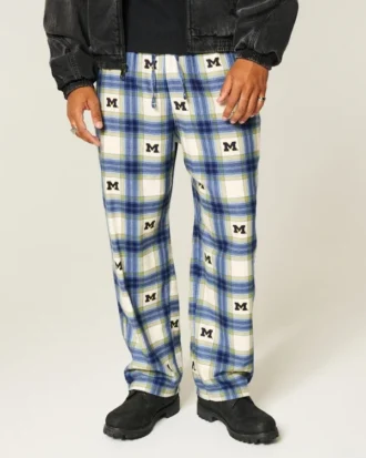 Michigan Üniversitesi Wolverines Grafik Flanel Pantolon