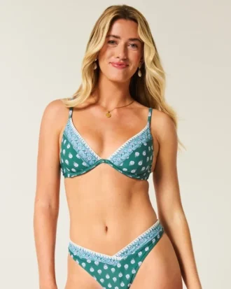 Nakışlı Dikişli Plunge Balconette Bikini Üstü