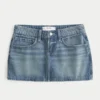 Nakışlı Yıldız Cepli Denim Mini Etek