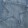 Nakışlı Yıldız Cepli Denim Mini Etek