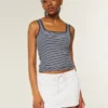 Nakışsız Dikişsiz Kumaş Kare Yaka Tank Top