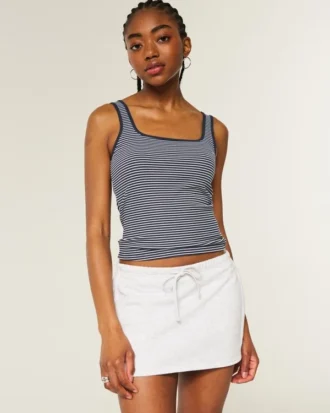 Nakışsız Dikişsiz Kumaş Kare Yaka Tank Top Nakışsız Dikişsiz Kumaş Kare Yaka Tank Top