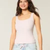 Nakışsız Dikişsiz Kumaş Kare Yaka Tank Top