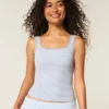 Nakışsız Dikişsiz Kumaş Kare Yaka Tank Top