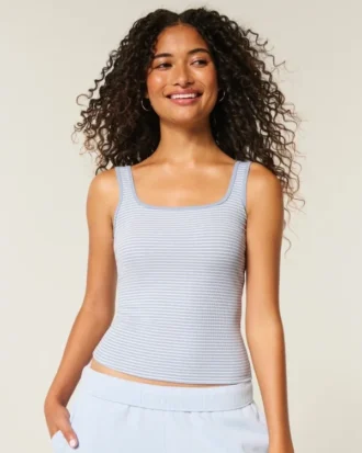Nakışsız Dikişsiz Kumaş Kare Yaka Tank Top Nakışsız Dikişsiz Kumaş Kare Yaka Tank Top