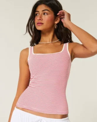 Nakışsız Dikişsiz Kumaş Kare Yaka Tank Top