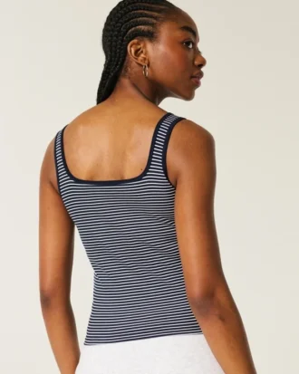 Nakışsız Dikişsiz Kumaş Kare Yaka Tank Top Nakışsız Dikişsiz Kumaş Kare Yaka Tank Top
