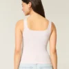 Nakışsız Dikişsiz Kumaş Kare Yaka Tank Top