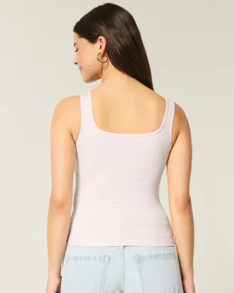 Nakışsız Dikişsiz Kumaş Kare Yaka Tank Top
