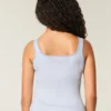 Nakışsız Dikişsiz Kumaş Kare Yaka Tank Top