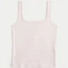 Nakışsız Dikişsiz Kumaş Kare Yaka Tank Top