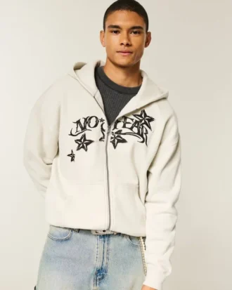 No Fear Grafik Fermuarlı Kapüşonlu Sweatshirt