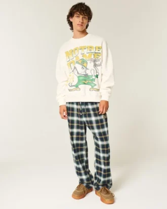 Notre Dame Üniversitesi Fighting Irish Grafik Flanel Pantolon