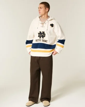 Notre Dame Üniversitesi Fighting Irish Grafik Hokey Forması Kapüşonlu Sweatshirt