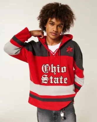 Ohio State Üniversitesi Buckeyes Grafik Hokey Forması Kapüşonlu Sweatshirt