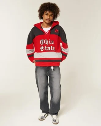 Ohio State Üniversitesi Buckeyes Grafik Hokey Forması Kapüşonlu Sweatshirt