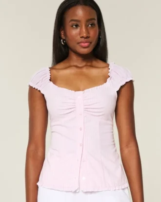 Omuzları Açık/Kapalı Poplin Bluz