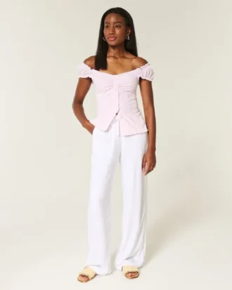 Omuzları Açık/Kapalı Poplin Bluz