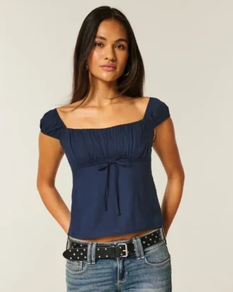 Omuzları Açık/Kapalı Scoop Babydoll Üst