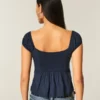 Omuzları Açık/Kapalı Scoop Babydoll Üst