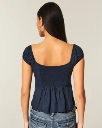 Omuzları Açık/Kapalı Scoop Babydoll Üst