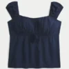 Omuzları Açık/Kapalı Scoop Babydoll Üst