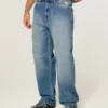 Orta Yıkama Alien Grafik Baggy Jeans