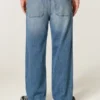 Orta Yıkama Alien Grafik Baggy Jeans