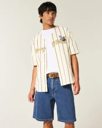 Orta Yıkama Bol Denim Şort