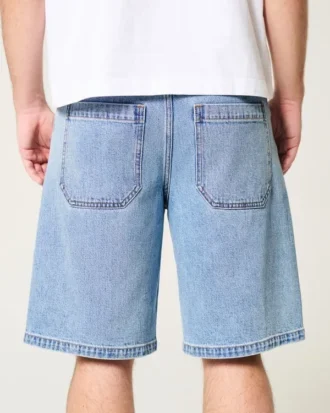 Orta Yıkama Bol Denim Şort