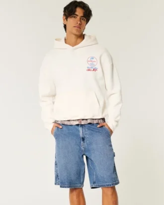 Orta Yıkama Bol Kesim Ressam Denim Şort