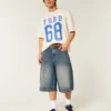 Orta Yıkama Denim Yarım Pantolon
