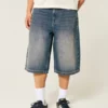 Orta Yıkama Denim Yarım Pantolon