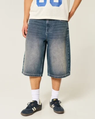 Orta Yıkama Denim Yarım Pantolon