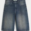 Orta Yıkama Denim Yarım Pantolon