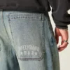 Orta Yıkama Hollywood Grafik Skater Bol Paça Kot Pantolon