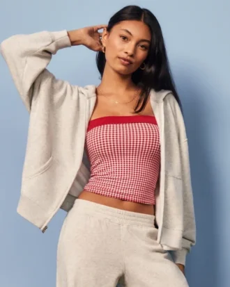 Oversize Fermuarlı Kapüşonlu Sweatshirt