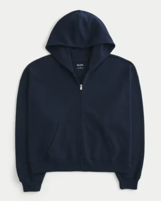 Oversize Fermuarlı Kapüşonlu Sweatshirt