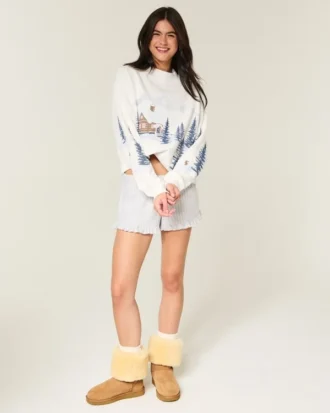 Oversize Mock-Neck Puff Print Kışlık Grafik Sweatshirt Oversize Mock-Neck Puff Print Kışlık Grafik Sweatshirt