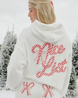 Oversized Candy Cane Grafik Kapüşonlu Sweatshirt