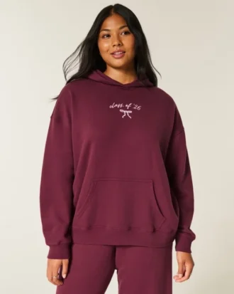 Oversized Class of ’26 Grafik Kapüşonlu Sweatshirt