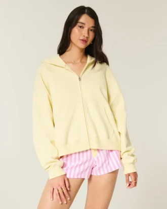 Oversized Starfish Grafik Fermuarlı Kapüşonlu Sweatshirt