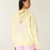Oversized Starfish Grafik Fermuarlı Kapüşonlu Sweatshirt