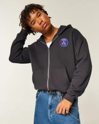 Paris Saint-Germain F.C. Grafikli Fermuarlı Kapüşonlu Sweatshirt
