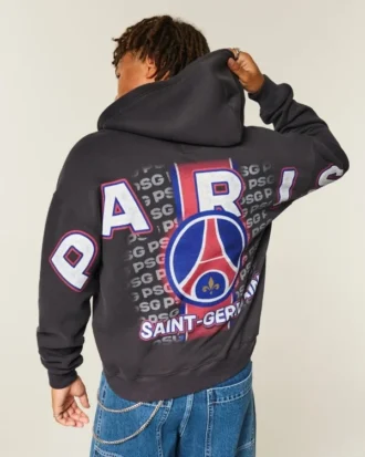Paris Saint-Germain F.C. Grafikli Fermuarlı Kapüşonlu Sweatshirt