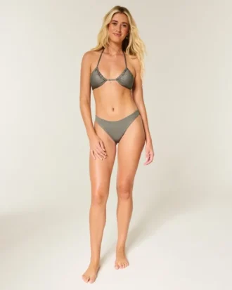 Parıltılı Çok Yönlü Üçgen Bikini Üstü